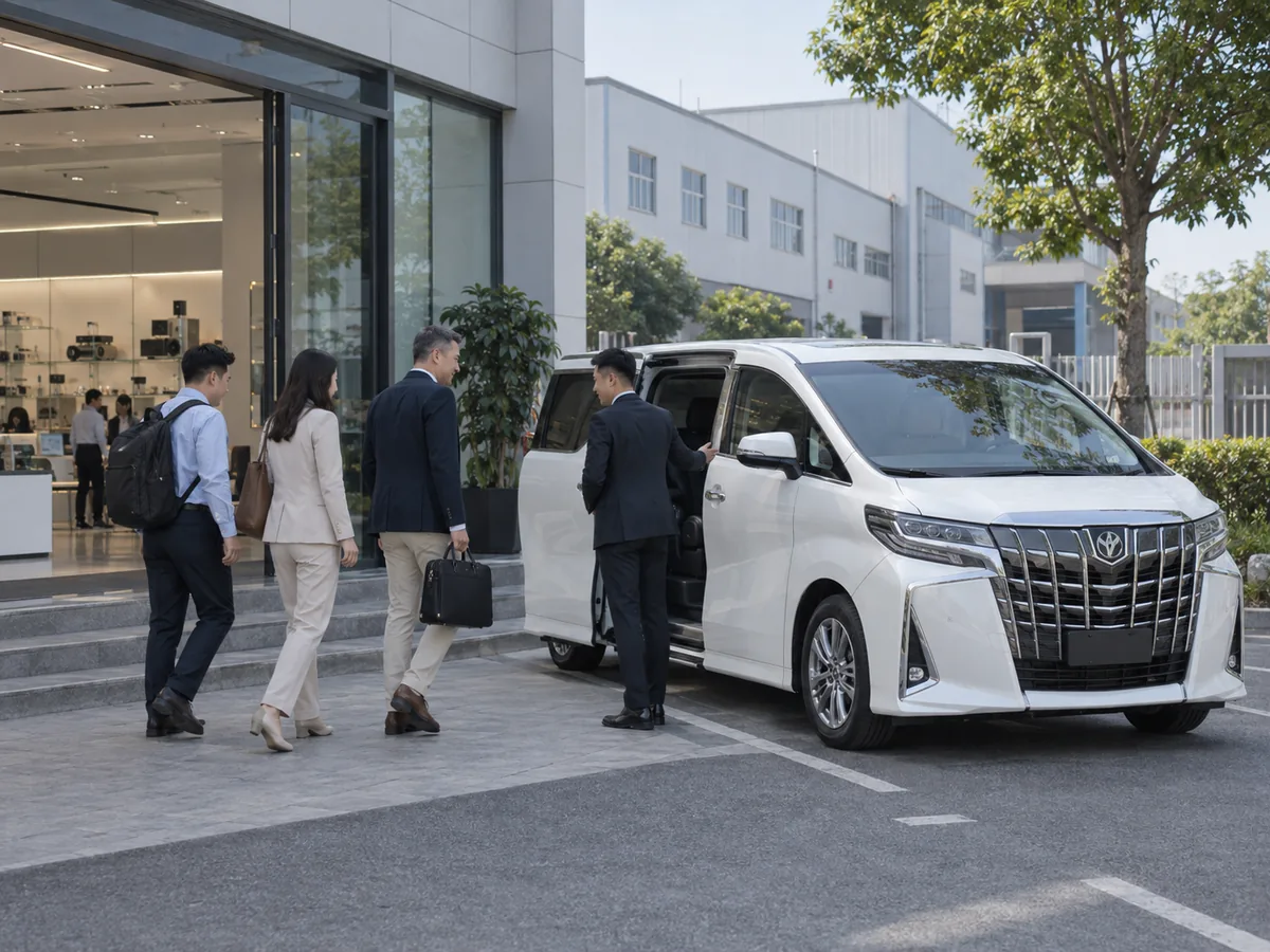 Business travellers preparing a chauffeur transfer