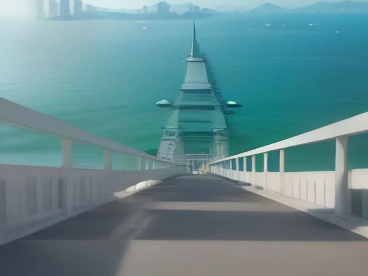 港珠澳大桥桥面上的白色丰田埃尔法跨境专车